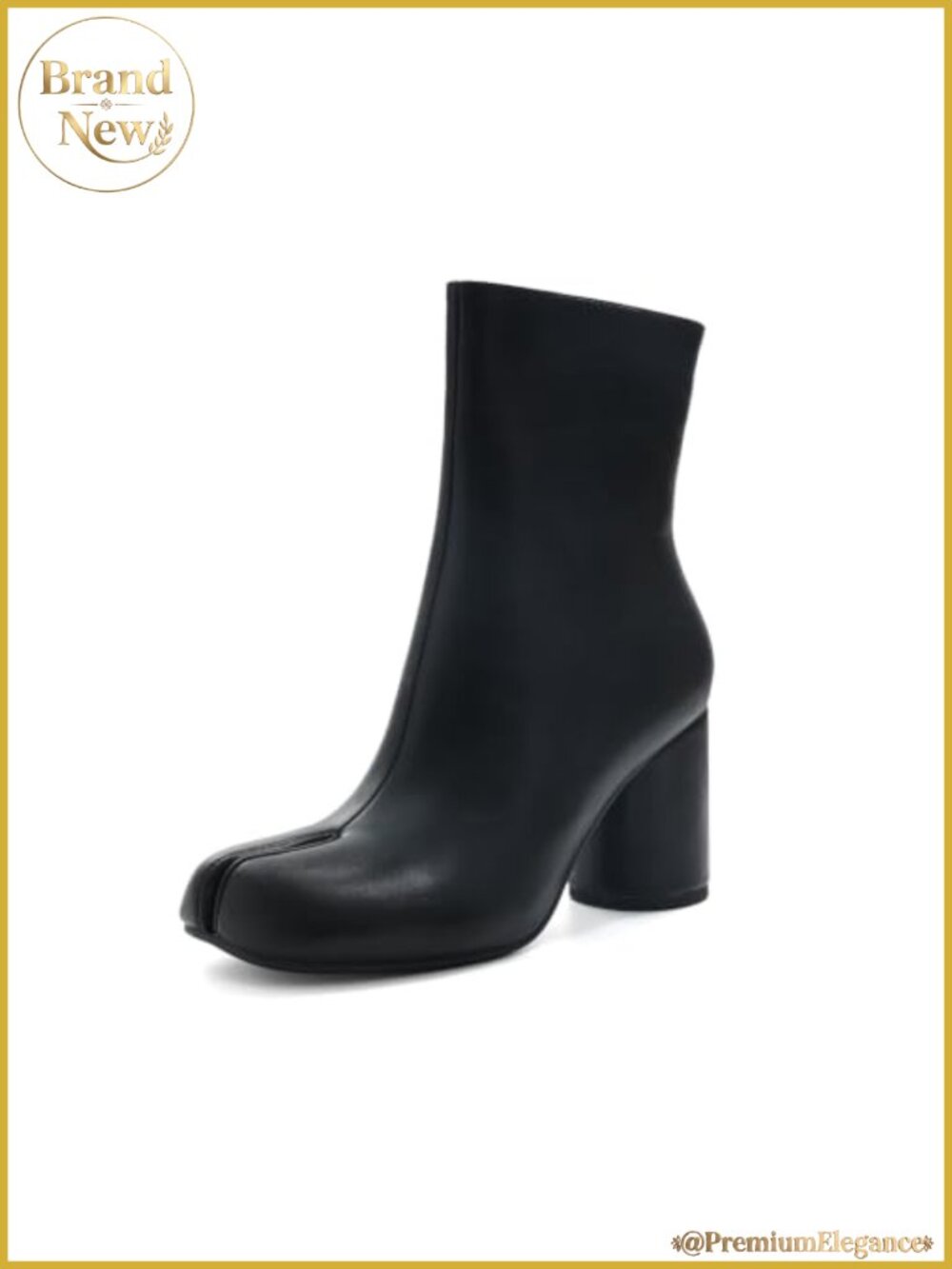 Split Toe Ankle Boots Faux Leather Block Heel Side Zip Women's